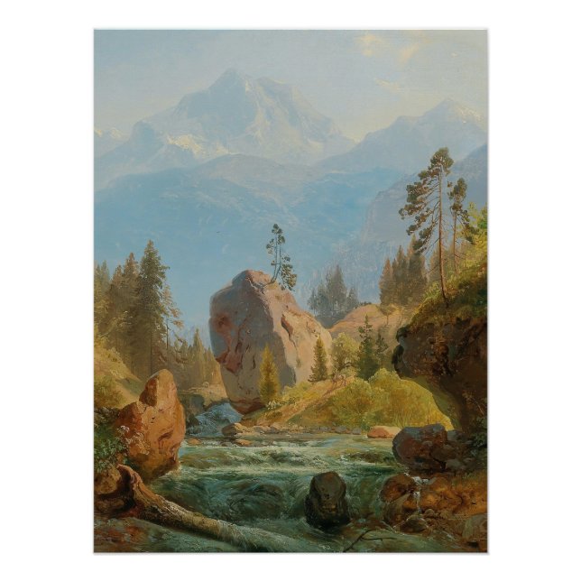 A Mountain Landscape with Creek – Albert Zimmerman Poster (Front)