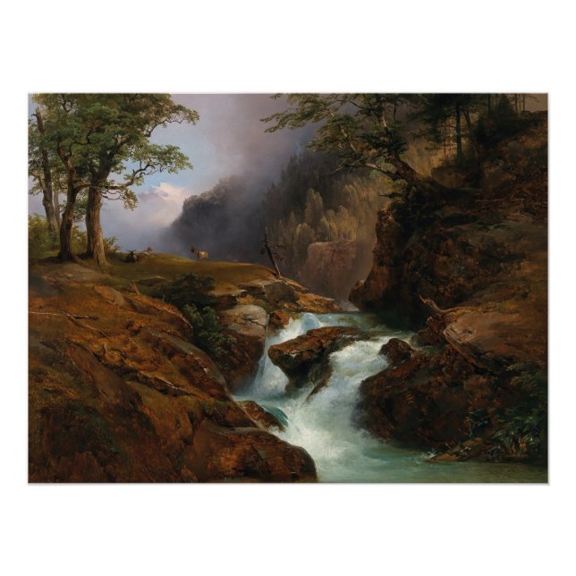 A Mountain Stream, Landscape in Schoppernau Poster (Front)
