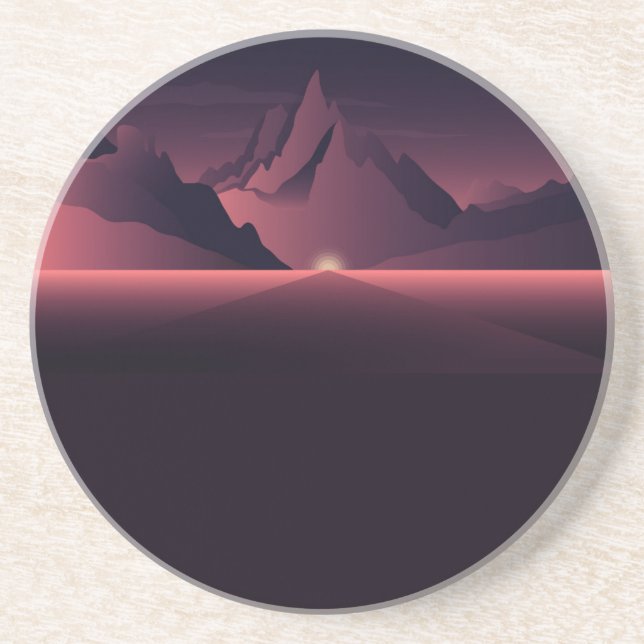 A mountain sunset illustration        coaster (Front)