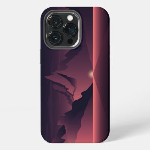 A mountain sunset illustration iPhone 13 pro case