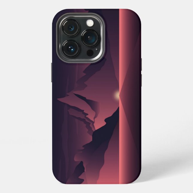 A mountain sunset illustration       iPhone case (Back)
