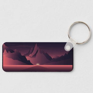 A mountain sunset illustration key ring