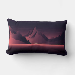 A mountain sunset illustration         lumbar cushion