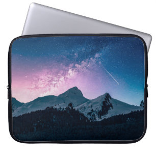 A mountain with a beautiful skymountain,night,snow laptop sleeve