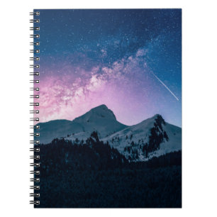 A mountain with a beautiful skymountain,night,snow notebook