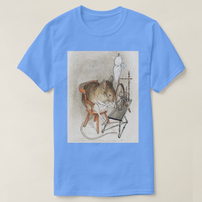 A Mouse on his Spinning Wheel by Beatrix Potter T-Shirt (Design Front)
