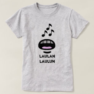 A mouth and notes and text Laulan laulun T-Shirt