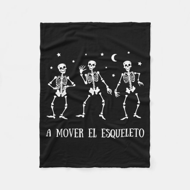 A Mover El Esqueleto Funny Spanish Halloween Fleece Blanket (Front)