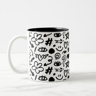 A mug with a beautiful, modern design in b&w