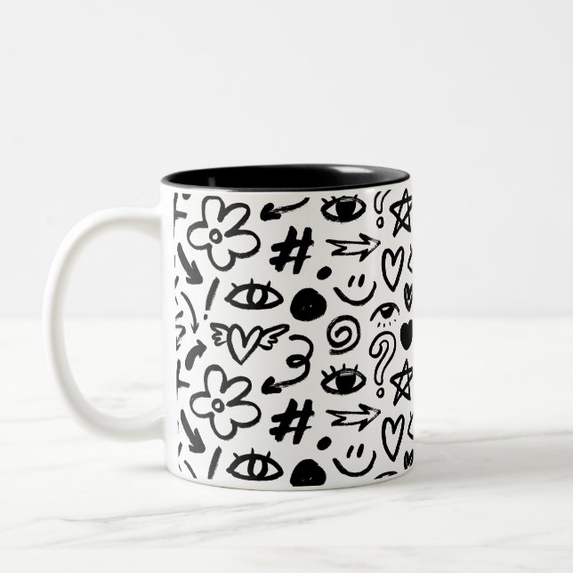 A mug with a beautiful, modern design in b&w (Left)