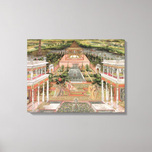 A Mughal Princess in her Garden (gouache on paper) Canvas Print