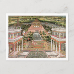 A Mughal Princess in her Garden (gouache on paper) Postcard