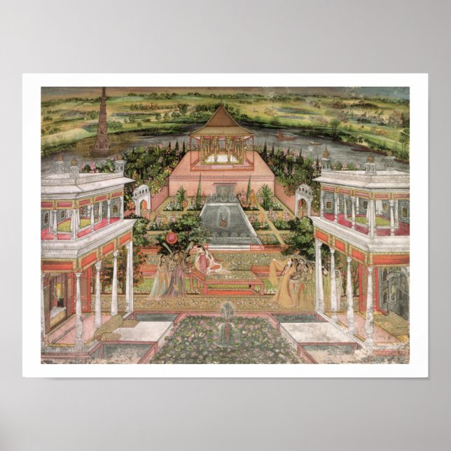 A Mughal Princess in her Garden (gouache on paper) Poster (Front)