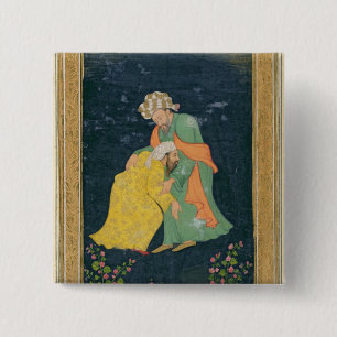 A Mullah bowing down to a man in Iranian dress who 15 Cm Square Badge