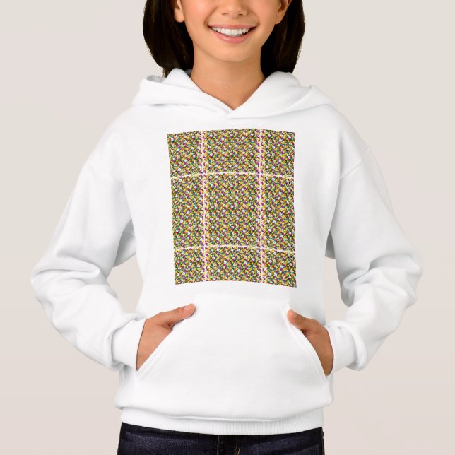 a multicolored background with squares and dots (Front)