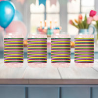 a multicolored striped background with dots
