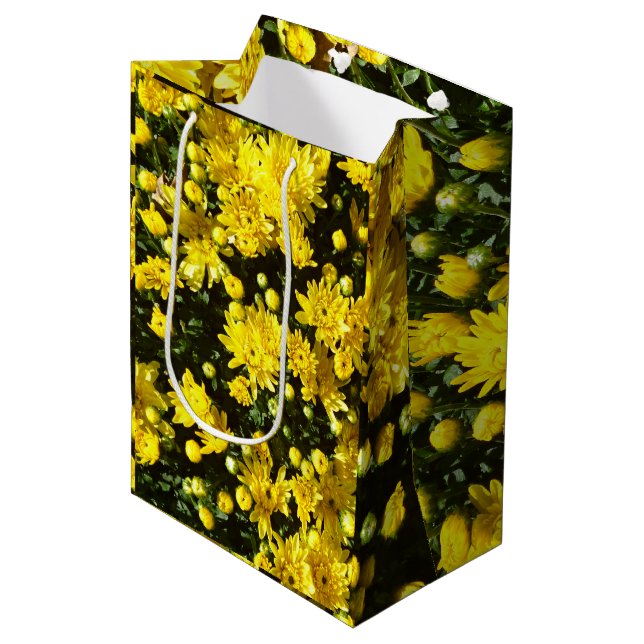 A Multitude of Yellow Mums Medium Gift Bag (Front Angled)