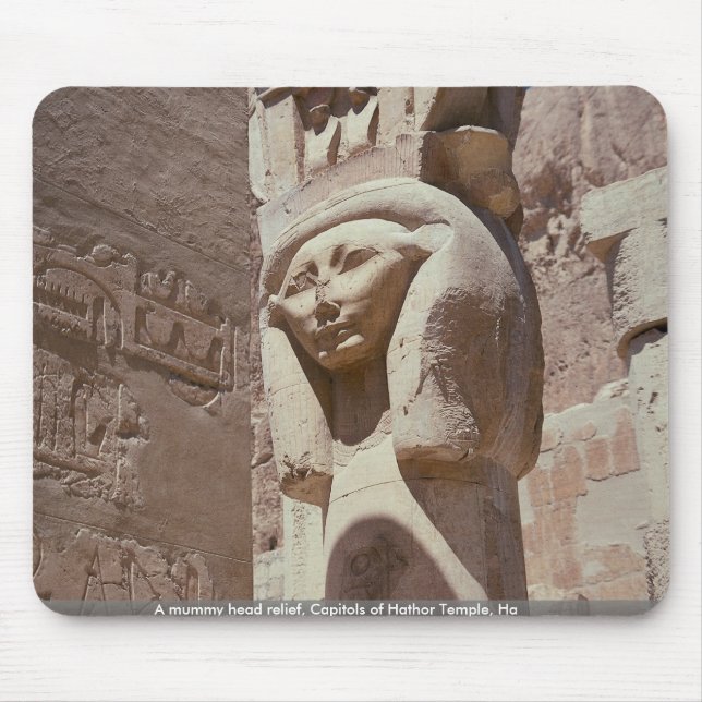A mummy head relief, Capitols of Hathor Temple, Ha Mouse Pad (Front)