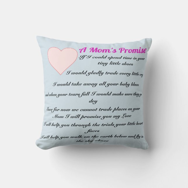 A Mum's Promise poem pillow (Front)