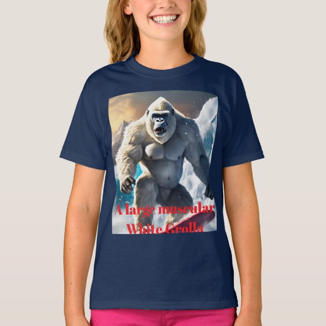 "A muscular white gorilla " designed T-Shirt (Front)