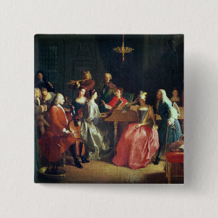 A Musical Evening (oil on canvas) 15 Cm Square Badge