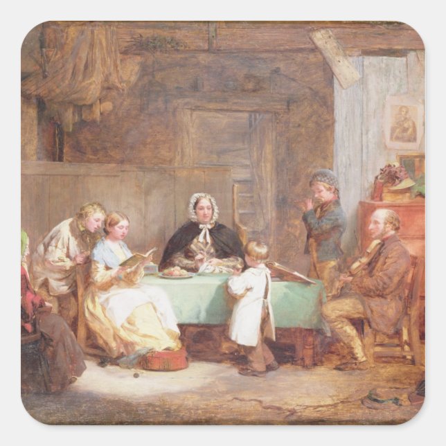 A Musical Evening (oil on canvas) 2 Square Sticker (Front)