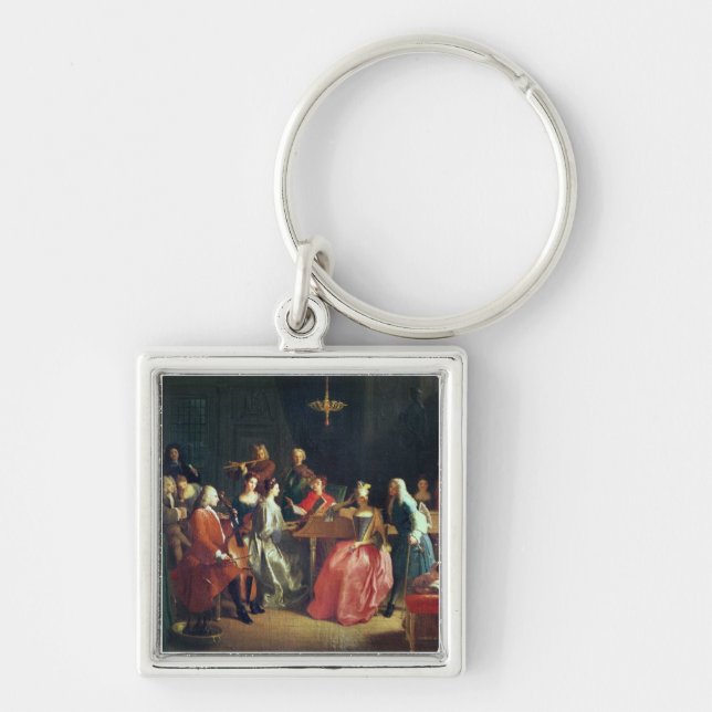 A Musical Evening (oil on canvas) Key Ring (Front)