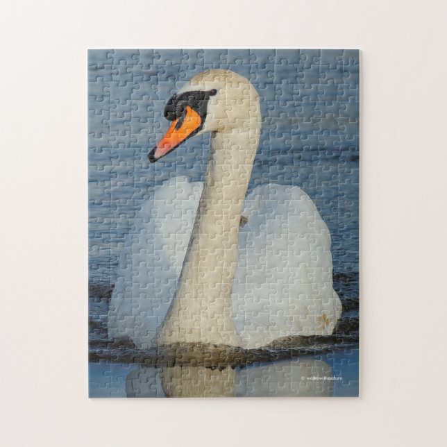 A Mute Swan Approaches Jigsaw Puzzle (Vertical)
