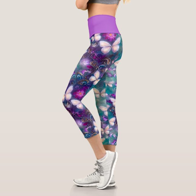 A Mystical Butterfly Series Design 1 Capri Leggings (Left)