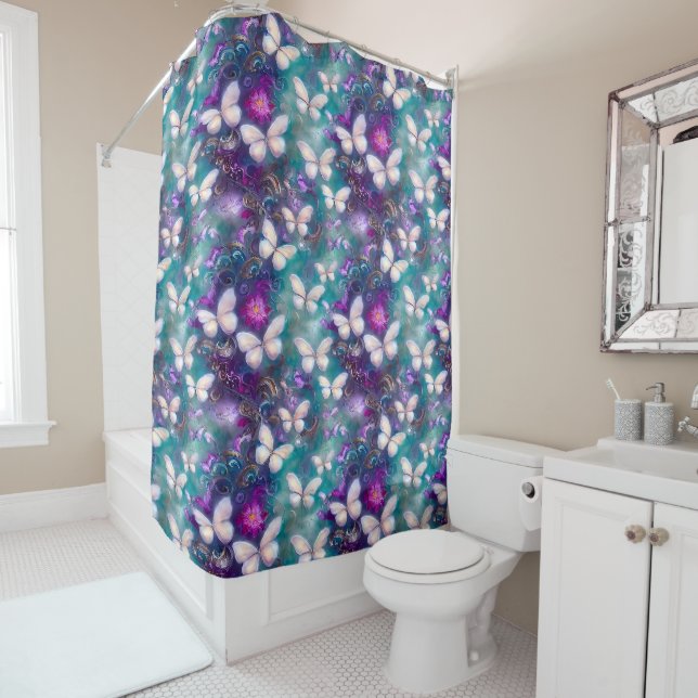 A Mystical Butterfly Series Design 1 Shower Curtain (In Situ)