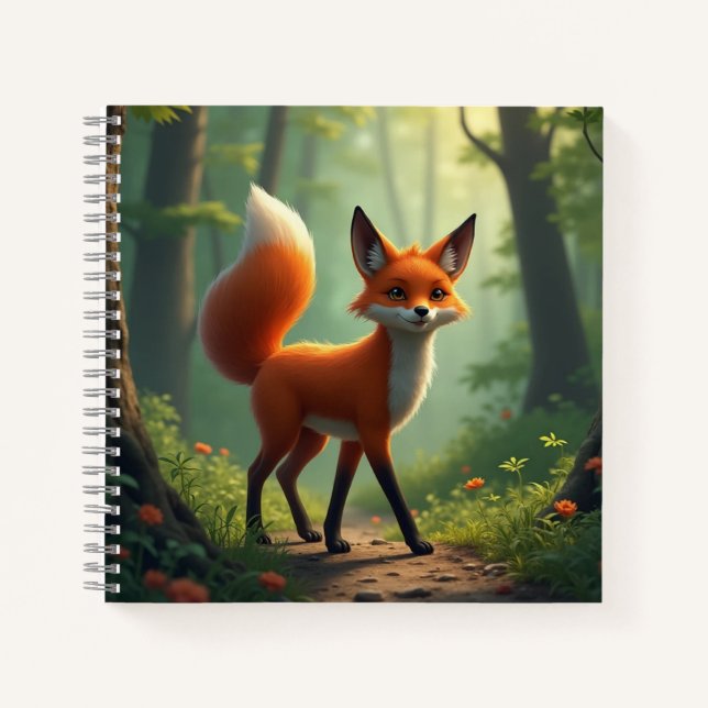 A mystical fox wandering through the forest notebook (Front)