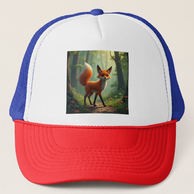 A mystical fox wandering through the forest trucker hat (Front)