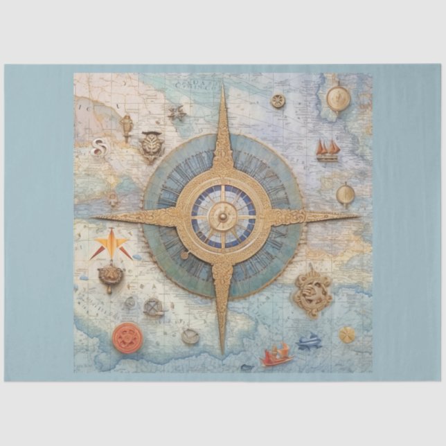 A Nautical Compass Series Design 2 Tissue Paper (Front)