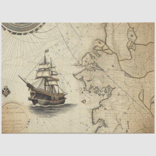 A Nautical Map Series Design 10 Tissue Paper