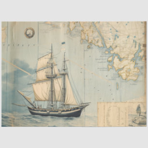 A Nautical Map Series Design 3 Tissue Paper