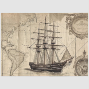 A Nautical Map Series Design 5 Tissue Paper