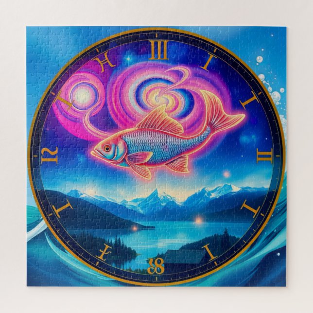A neon-coloured fish jigsaw puzzle (Vertical)