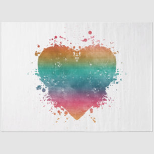 A Neon Distressed Rainbow Heart Series Design 7 Tissue Paper