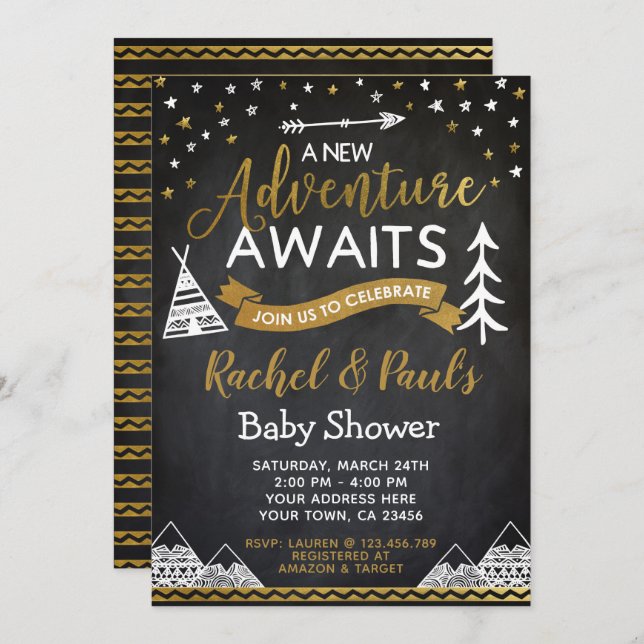 A New Adventure Awaits Baby Shower Invitation (Front/Back)