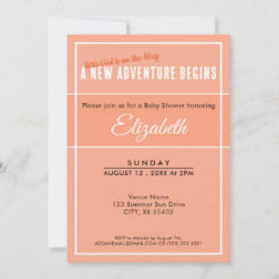 A New Adventure Begins Peach Babyshower Invitation