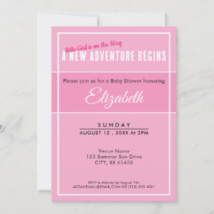A New Adventure Begins Pink Babyshower Invitation