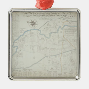 A New and Correct Map of Hackney Marsh, 1745 (lith Metal Tree Decoration