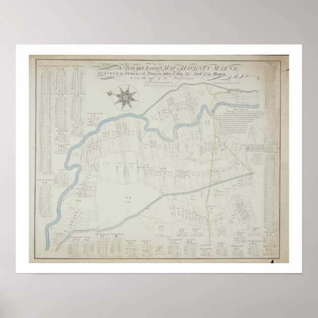 A New and Correct Map of Hackney Marsh, 1745 (lith Poster (Front)