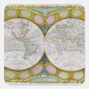 A New and Correct Map of the World, 1770-97 Square Sticker