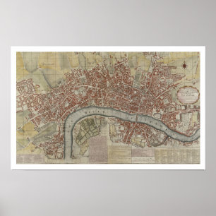A New and Exact Plan of the Cities of London and W Poster