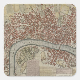 A New and Exact Plan of the Cities of London and W Square Sticker