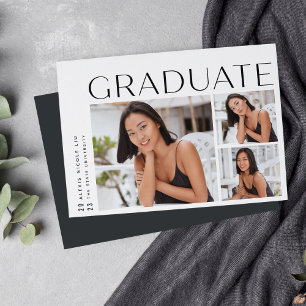 A New Angle Three Photo Collage Graduation Announcement