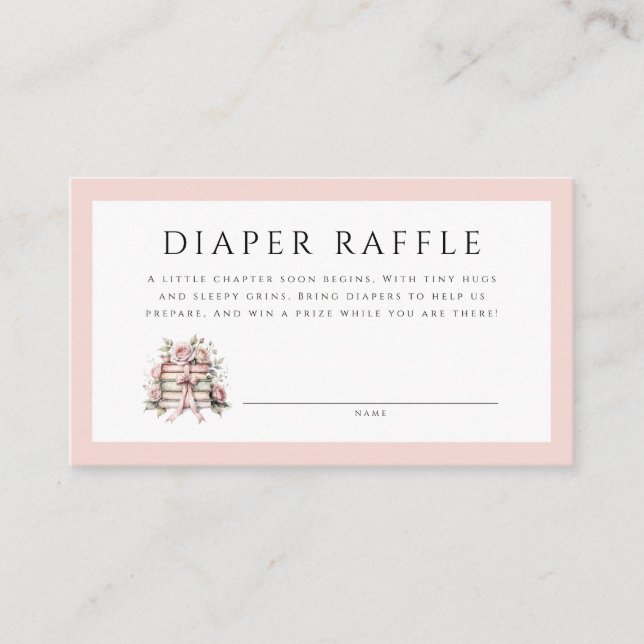 A New Chapter Baby Shower Diaper Raffle Enclosure Card (Front)