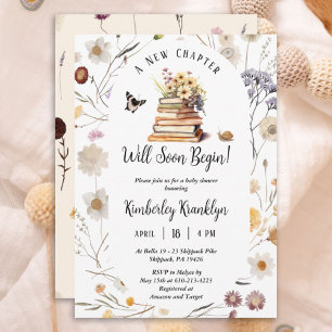 A New Chapter Baby Shower Storybook Wildflower Invitation