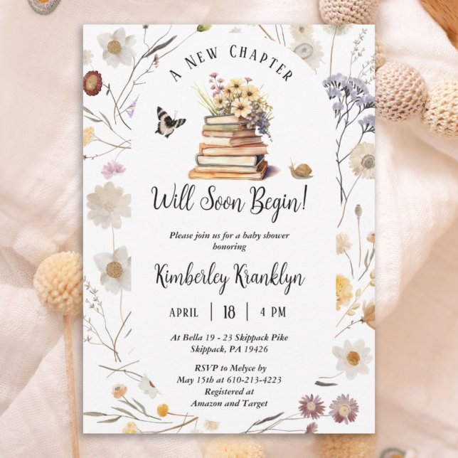 A New Chapter Baby Shower Storybook Wildflower Invitation (Creator Uploaded)